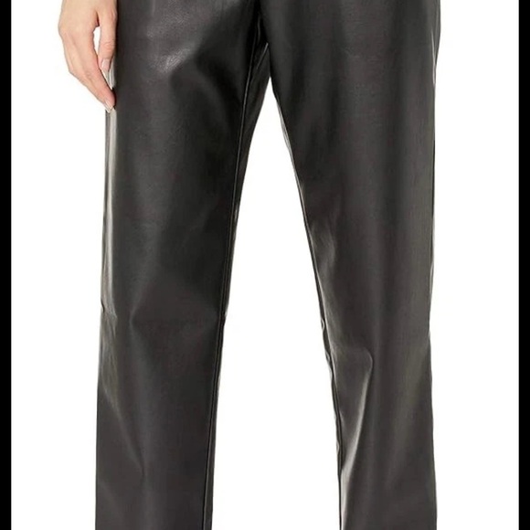 NWT | The Drop Lisadnyc Vegan Leather pull on Jogger Straight Black - Picture 3 of 5